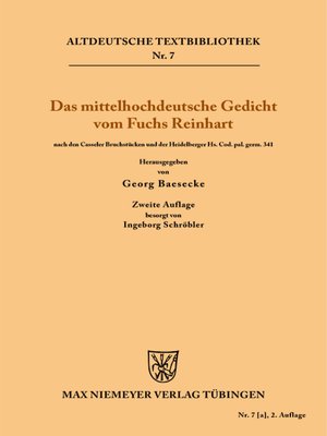 cover image of Das mittelhochdeutsche Gedicht vom Fuchs Reinhart